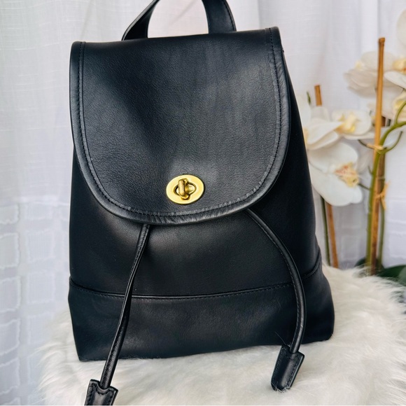 Coach Handbags - Coach vintage black all leather backpack - EUC - 9960